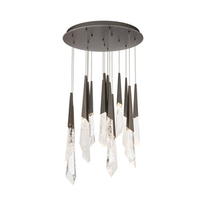 Solitude Round LED Multi Chandelier in Antique Nickel (15-Light).
