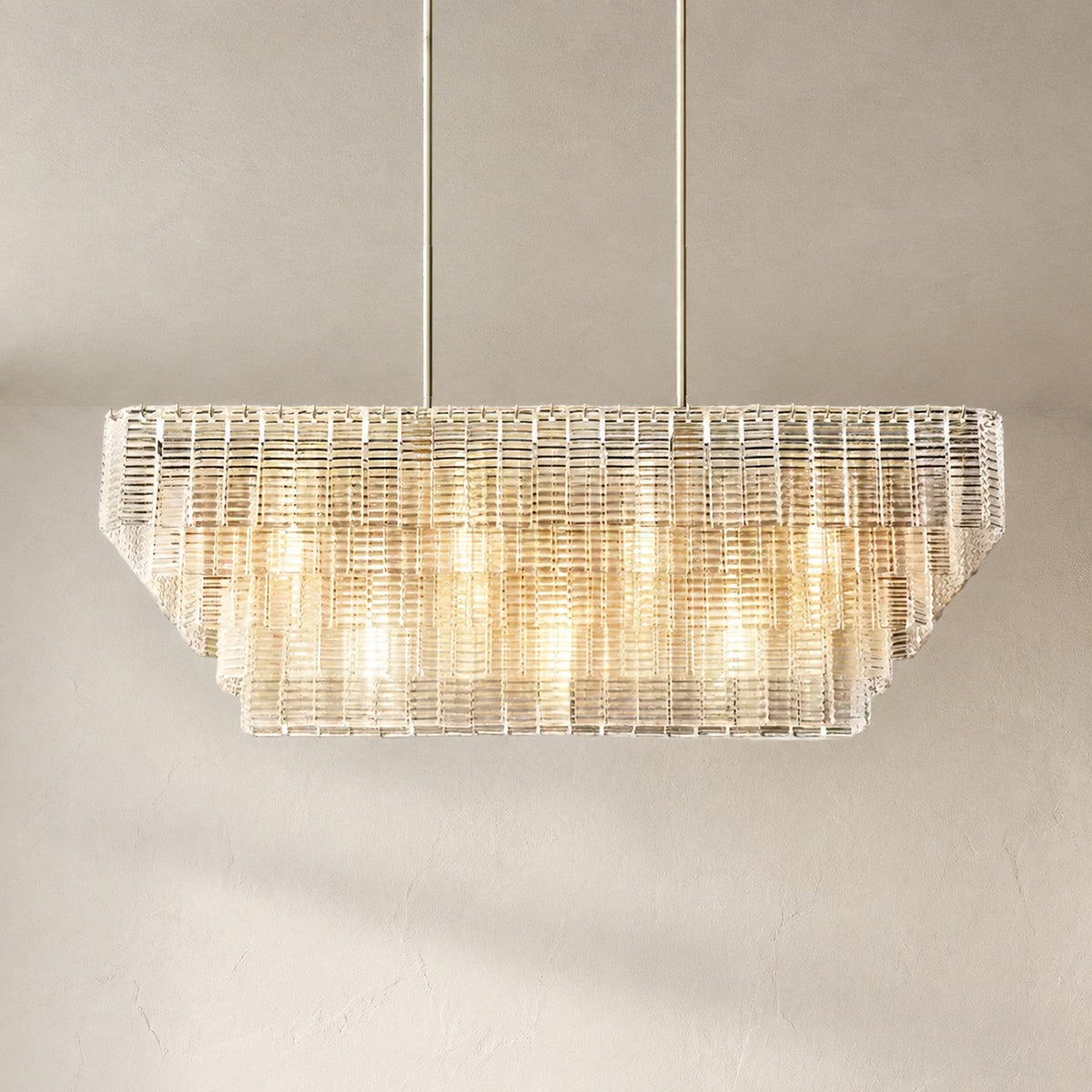 Selene Clear Glass Rectangle Chandelier 59"