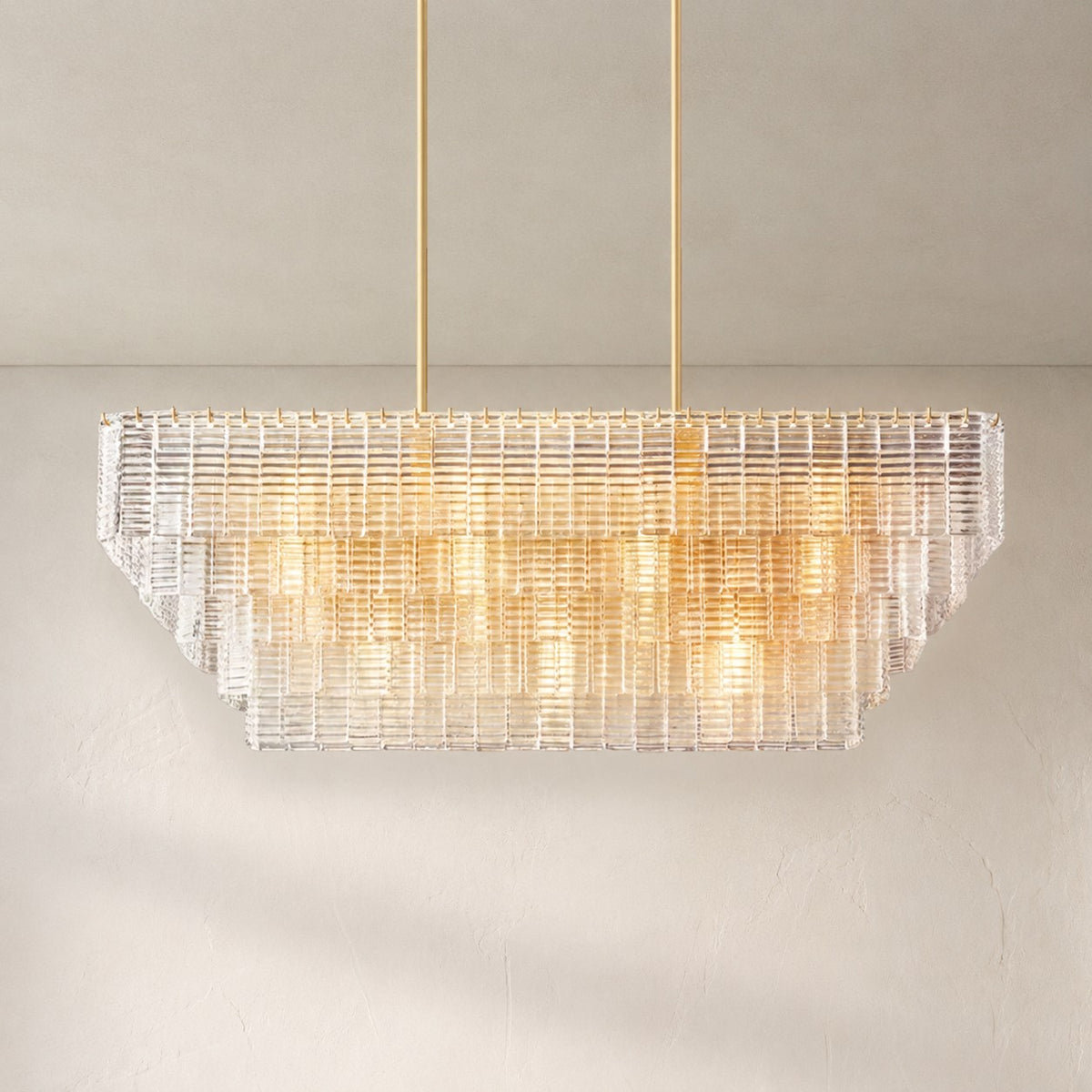 Selene Clear Glass Rectangle Chandelier 59"