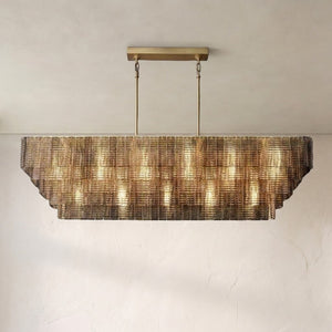 Selene Smoke Rectangle Chandelier 77", rectangular