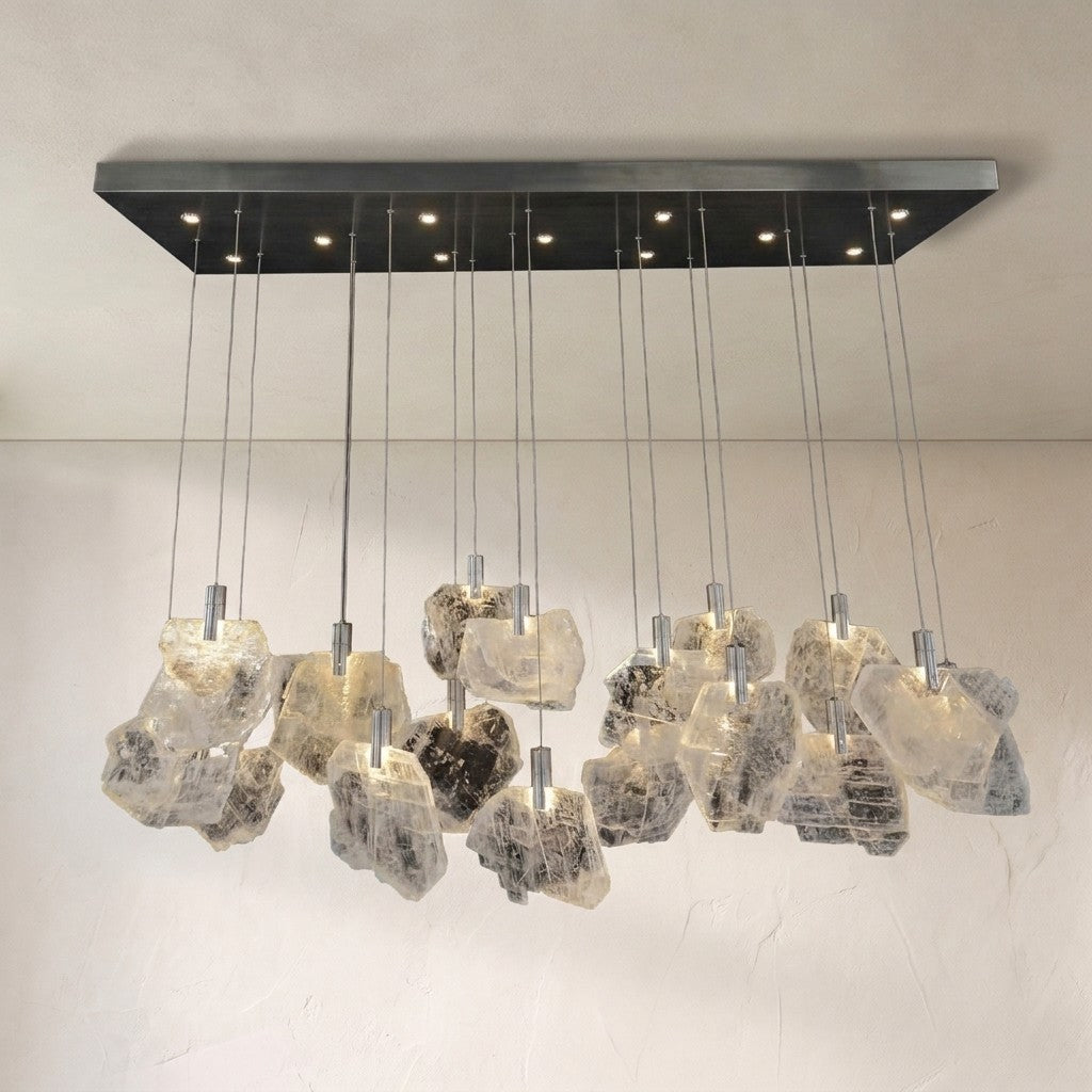 Selenite Pane Horizontal Chandelier 57"W