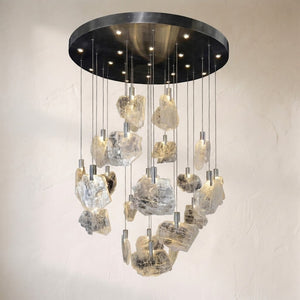 Selenite Pane Round Pendant Chandelier 38''D