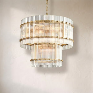 Sienna Marcus 2-Tier Glass Round Chandelier 37", steel two-tier