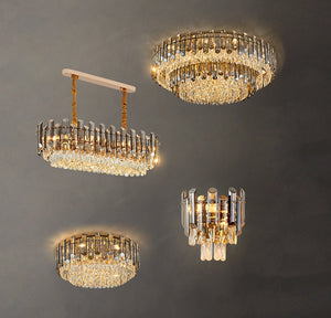 Smoke Gray Crystal Chandelier Flush Mounted Ceiling Light Fitxture Set for Dining Room/Living Room - view 21
