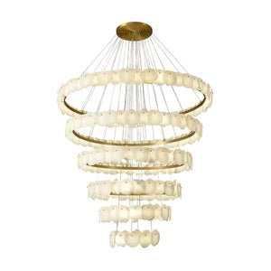 Ecliptica Spiral Alabaster Chandelier – Gold & White 4‑6 Layer Luxury Ceiling Light