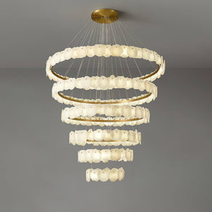 Ecliptica Spiral Alabaster Chandelier – Gold & White 4‑6 Layer Luxury Ceiling Light