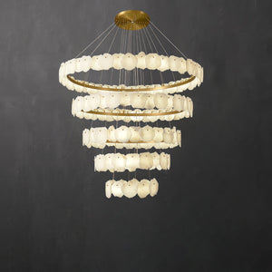Ecliptica Spiral Alabaster Chandelier – Gold & White 4‑6 Layer Luxury Ceiling Light