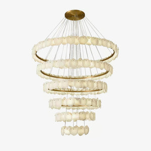 Ecliptica Spiral Alabaster Chandelier – Gold & White 4‑6 Layer Luxury Ceiling Light