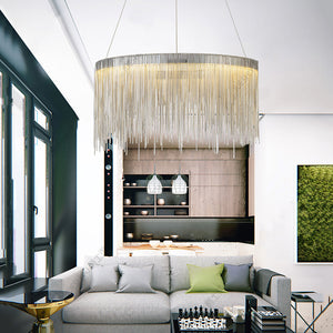 Tammy Aluminum Chain Tassel Round Chandelier for Living Room - view 4