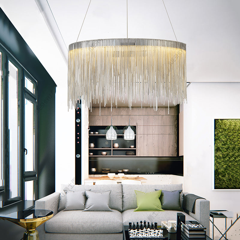 Tammy Aluminum Chain Tassel Round Chandelier for Living Room - view 4