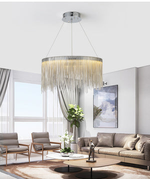 Tammy Aluminum Chain Tassel Round Chandelier for Living Room - view 5