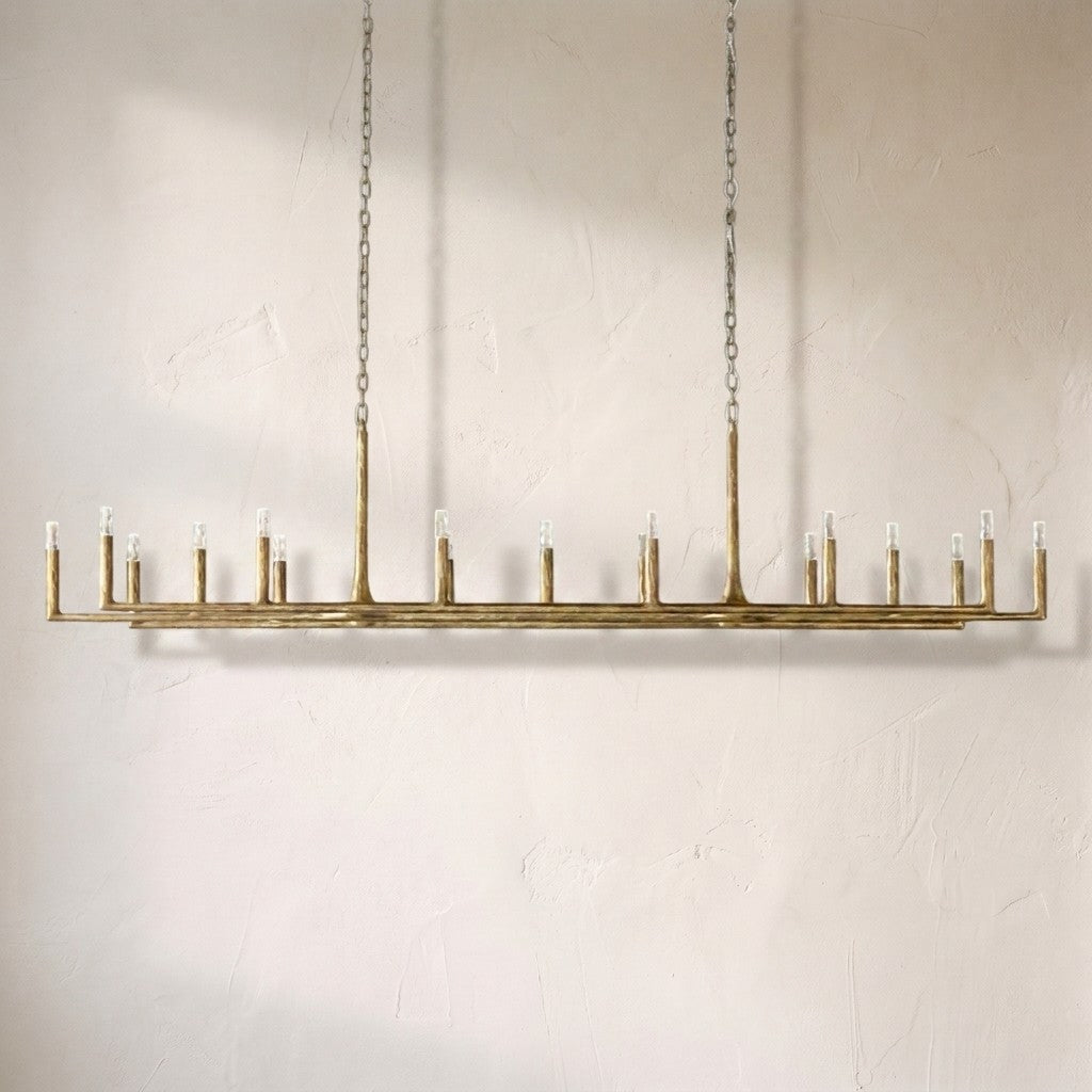 Thalen Forged Linear Chandelier 54" 72" 96", solid brass