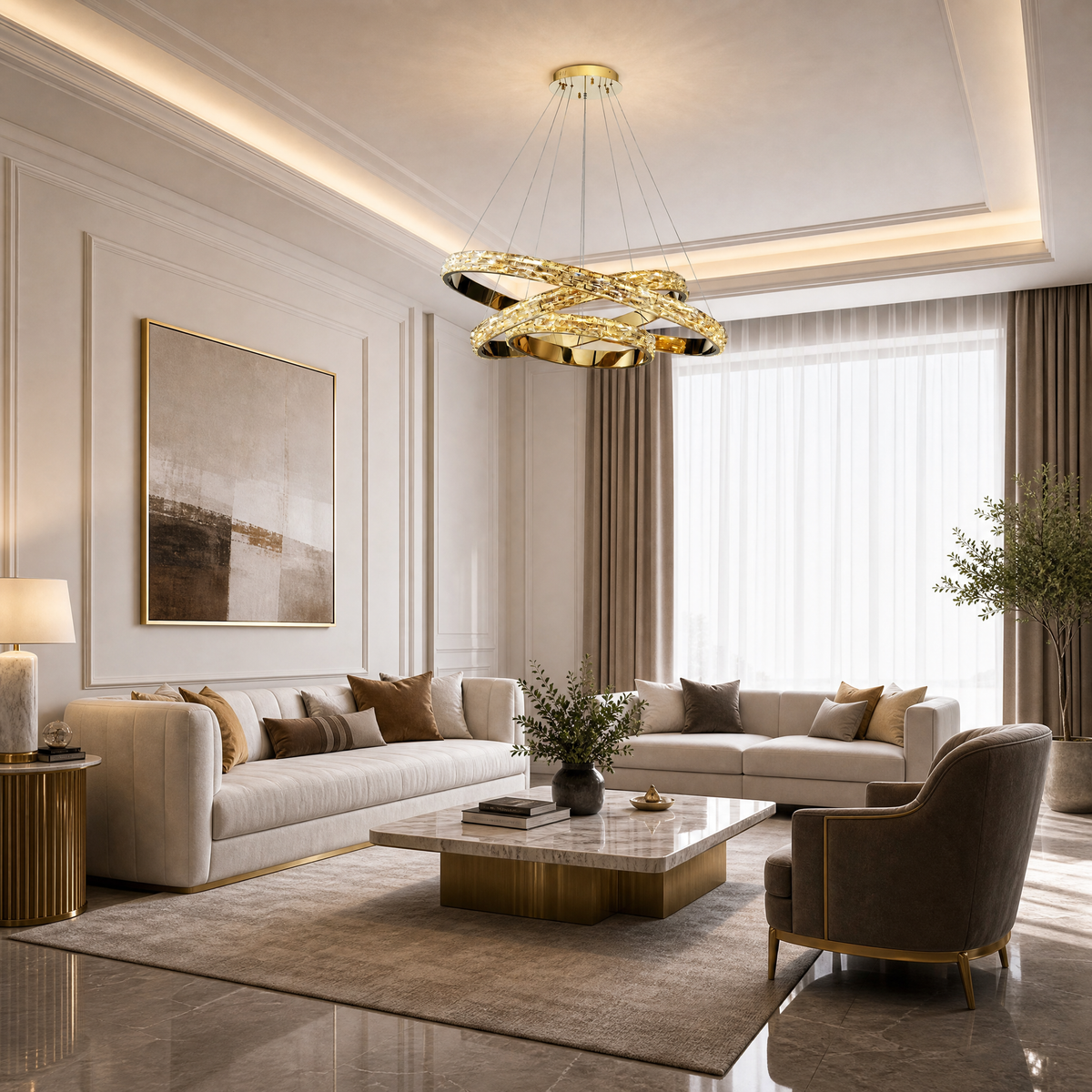 Vega Triple Ring Crystal Chandelier - view 7
