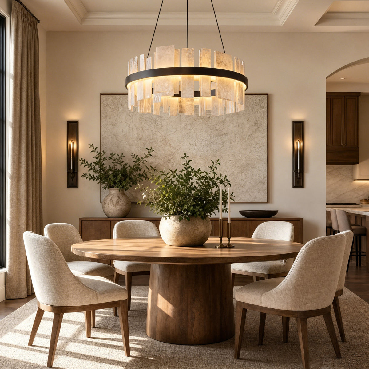 Alabaster Tile Round Pendant 800 - Copper, chandelier - view 5