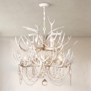 Velora Antler Chandelier, resin in white