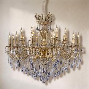vintage solid brass chandelier, crystal