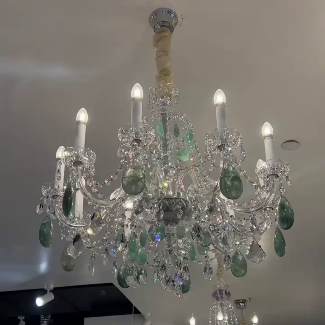 Green Purple Luxury Rock Crystal Chandelier for Bedroom or Living Room - view 3