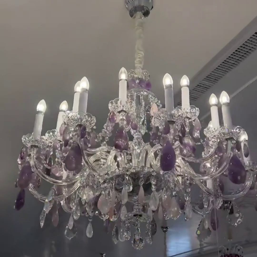 Green Purple Luxury Rock Crystal Chandelier for Bedroom or Living Room - view 2