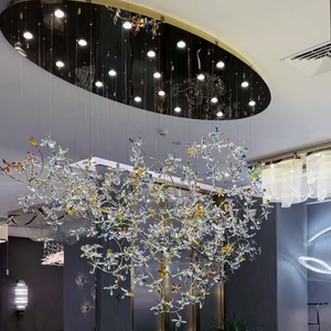 Exquisite Crystal Flower Branch Chandelier for Hotel Foyer and Entryway Ceiling Lighting Fixture - view 3