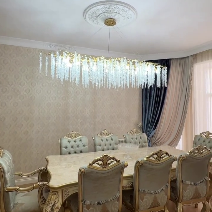 Elegant Crystal Icicle Chandelier in Branch Style for Dining Table Use - view 5