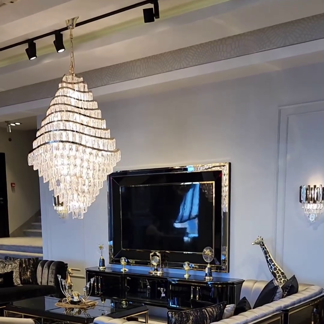 New Luxury Wavy Multi-tiered Crystal Chandelier for Living Room - view 2
