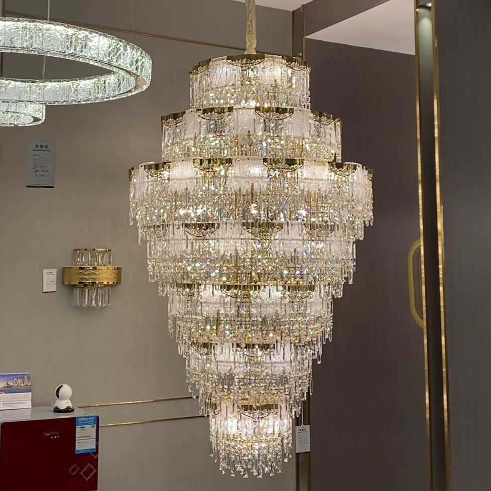 Luxury Extra Large Multi-tier Meilting Ice Crystal Chandelier for Staircase/Foyer/Entryway/Hotel - view 2