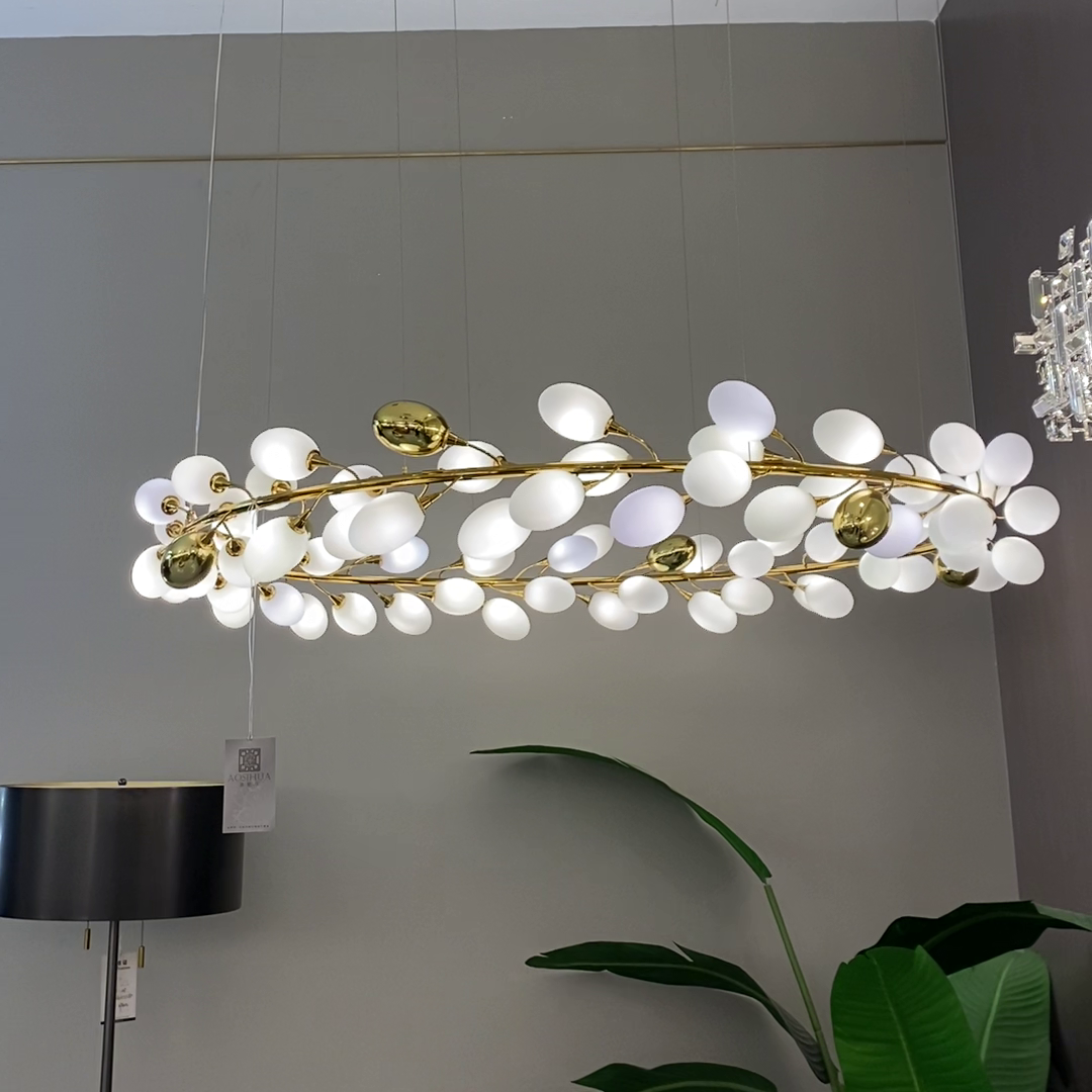 Creative Art Grape Chandelier Pure White Nordic Ring and Linear Design for Living Room or Dining Room - view 2