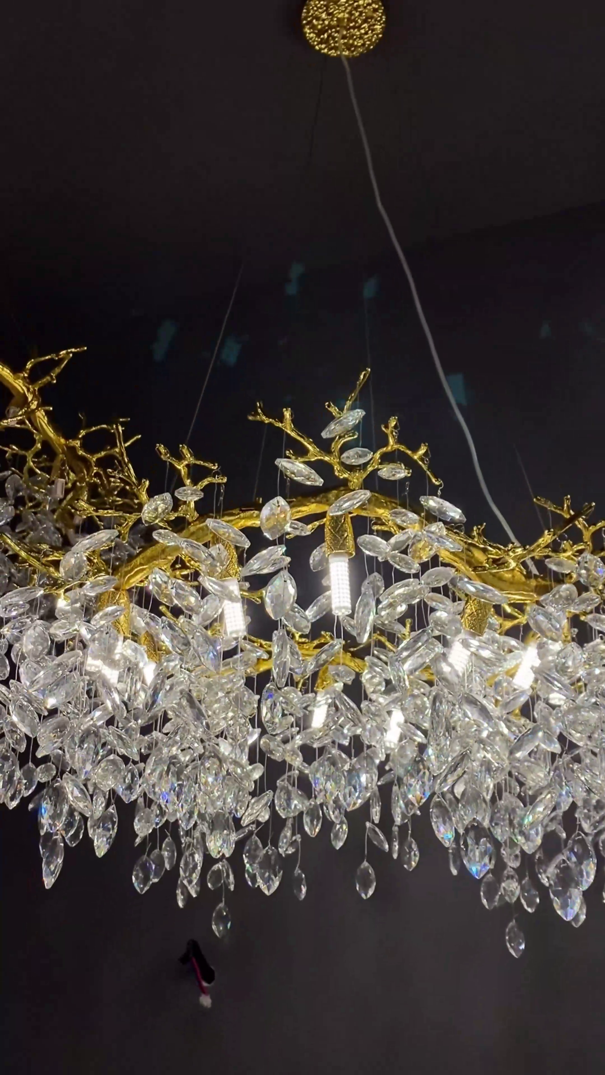 Luxury Ring Branch Crystal Leaves Chandelier for Living Room Bedroom and Bathroom - view 3