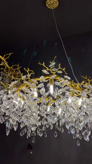 Luxury Ring Branch Crystal Leaves Chandelier for Living Room Bedroom and Bathroom - view 3