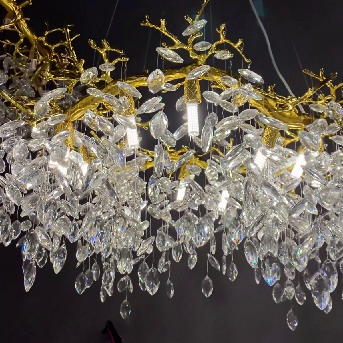 Luxury Ring Branch Crystal Leaves Chandelier for Living Room Bedroom and Bathroom - view 2