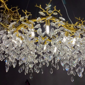 Luxury Ring Branch Crystal Leaves Chandelier for Living Room Bedroom and Bathroom - view 2