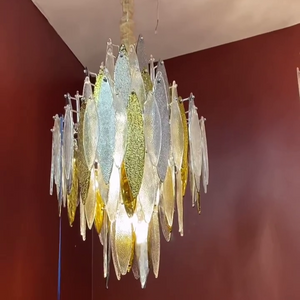 Modern Tiered Glass Maple Leaf Branch Chandelier for Living Room Dining Room and Bedroom - view 2