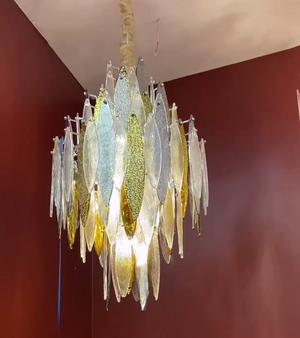 Modern Tiered Glass Maple Leaf Branch Chandelier for Living Room Dining Room and Bedroom - view 3