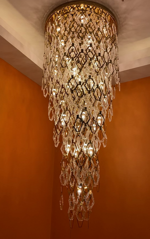 Modern Flush Mount Hexagon Crystal Chandelier for Staircase/Foyer - view 5