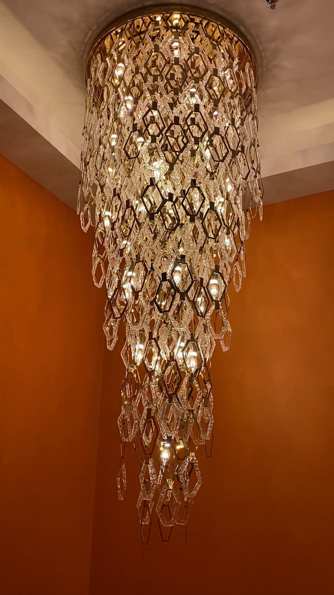 Modern Flush Mount Hexagon Crystal Chandelier for Staircase/Foyer - view 4