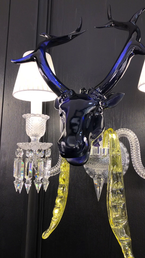 Traditional Colorful Candle Branch Blue Deer Crystal Chandelier for Living Room/Dining Room - view 12