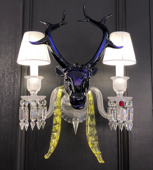 Traditional Colorful Candle Branch Blue Deer Crystal Chandelier for Living Room/Dining Room - view 10