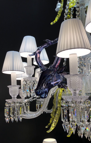 Traditional Colorful Candle Branch Blue Deer Crystal Chandelier for Living Room/Dining Room - view 4