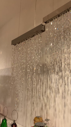 Modern Waterfall Tassel Crystal Chandelier for Dining & Kitchen