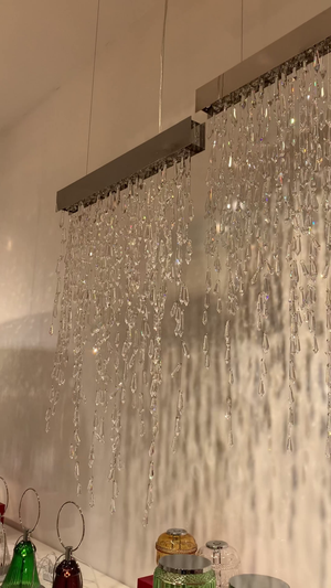 Modern Waterfall Tassel Crystal Chandelier for Dining & Kitchen