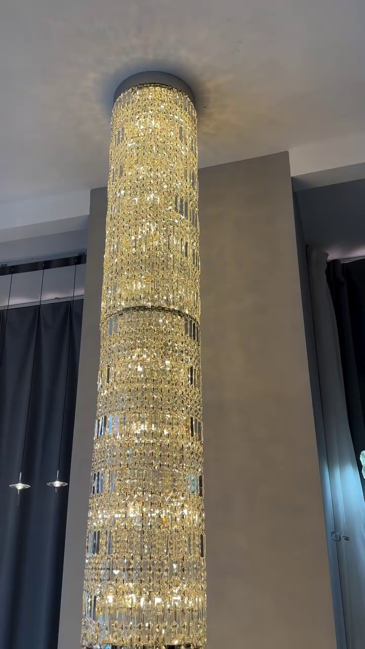 Modern Cylindrical Crystal Chandelier - view 2