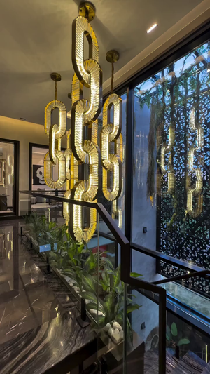 Luxury Crystal and Metal Chain Pendant Chandelier for High Ceilings with Modern Finish - view 3