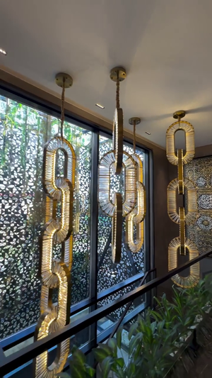 Luxury Crystal and Metal Chain Pendant Chandelier for High Ceilings with Modern Finish - view 6