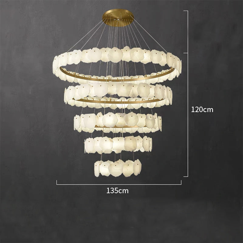 Modern Multi-layer White Alabaster Chandelier for Staircase/Foyer - view 9