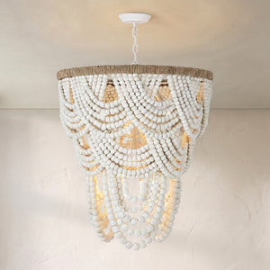 Willara White Wood Bead Chandelier