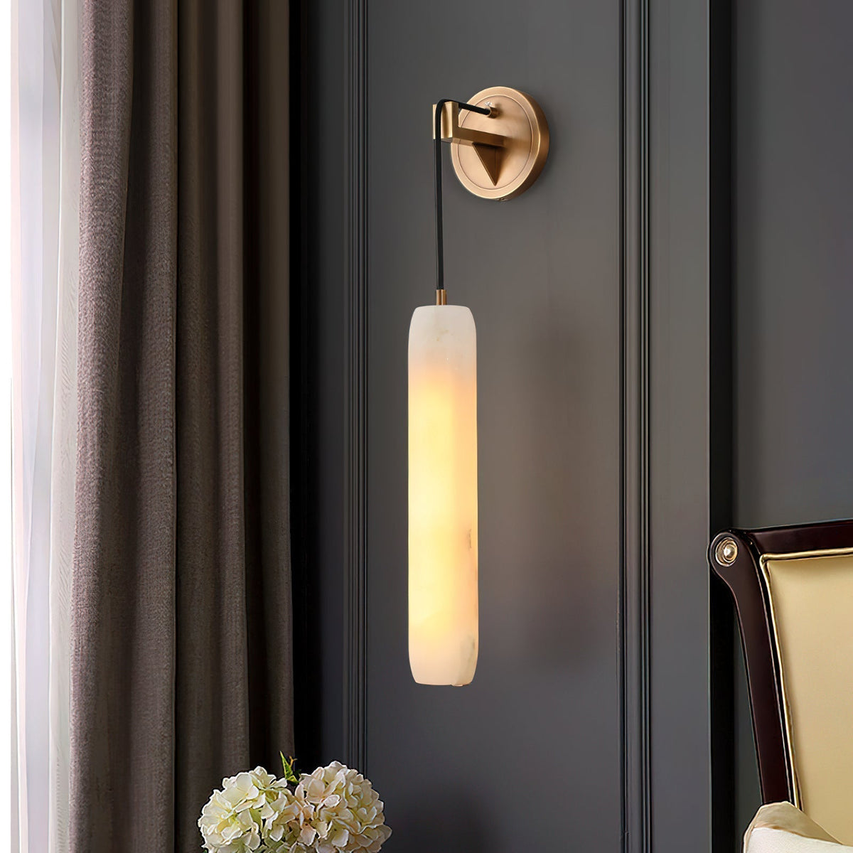 Wrenna Alabaster Flute Wall Lamp, wall sconce - view 2
