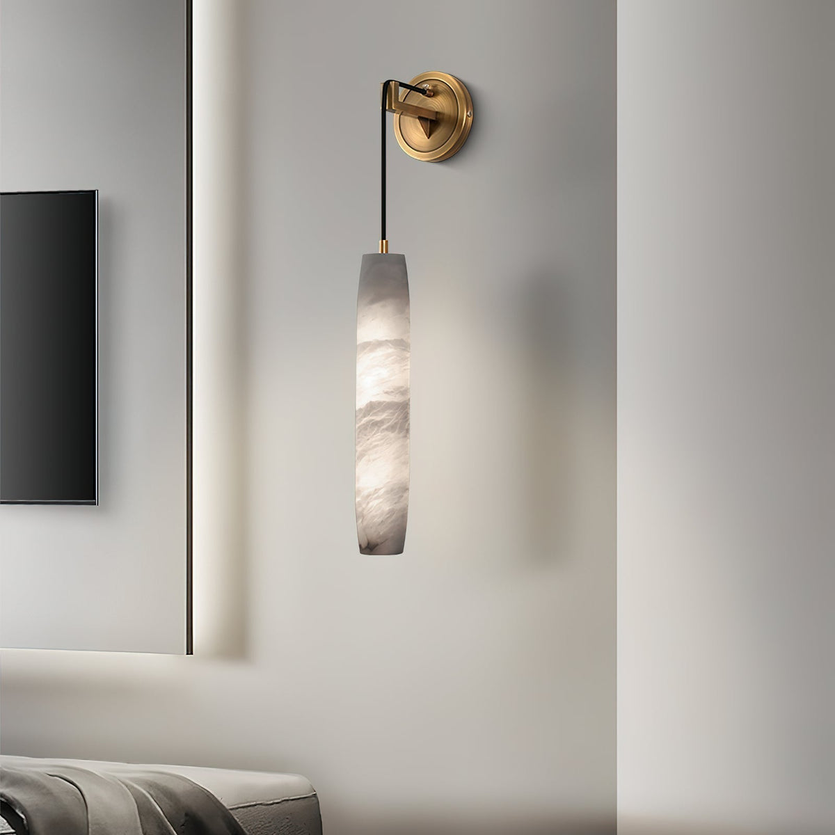 Wrenna Alabaster Flute Wall Lamp, wall sconce - view 7
