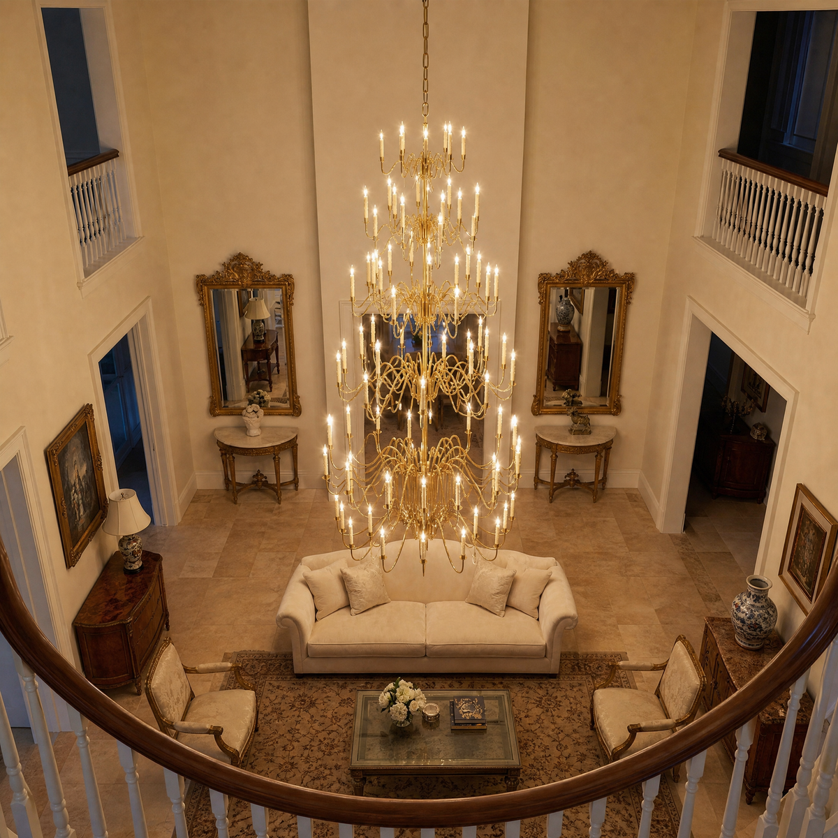 Ashford Cascading Large Handmade Glass Chandelier 63" - view 4
