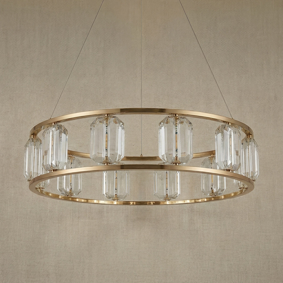 Detail of the sculpted metal with champagne gold finish