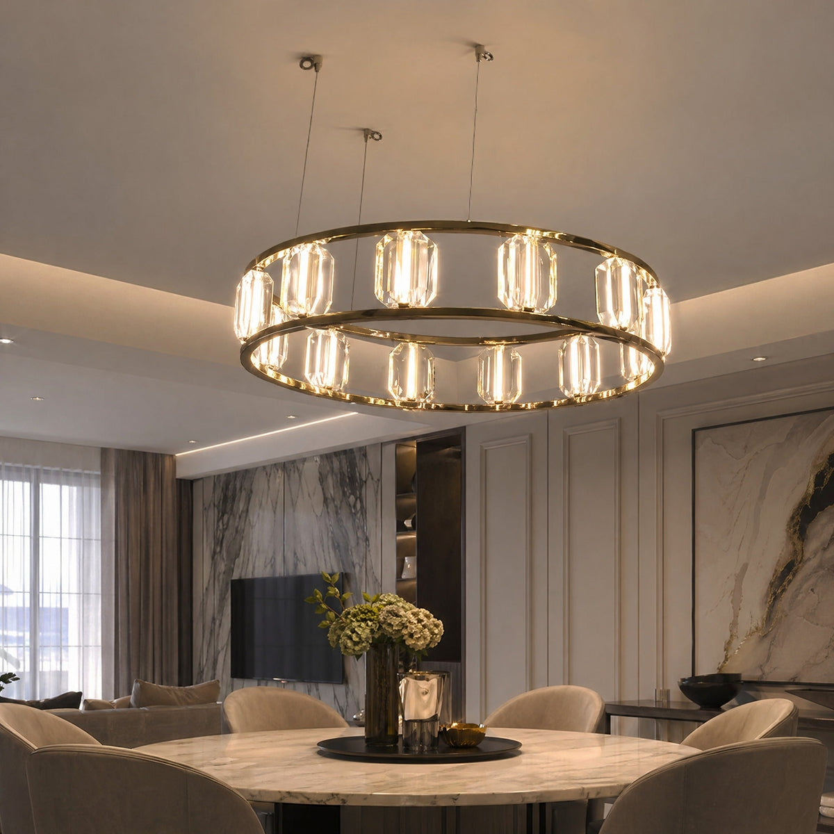 Arcus Contemporary Crystal Chandelier - view 4